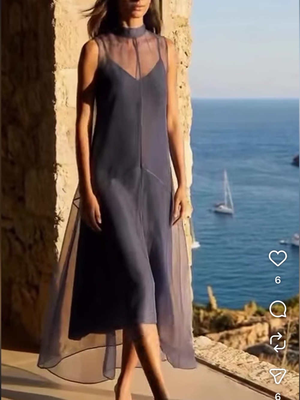 STAUD Auden Sleeveless Chiffon Organza Gown Navy Blue